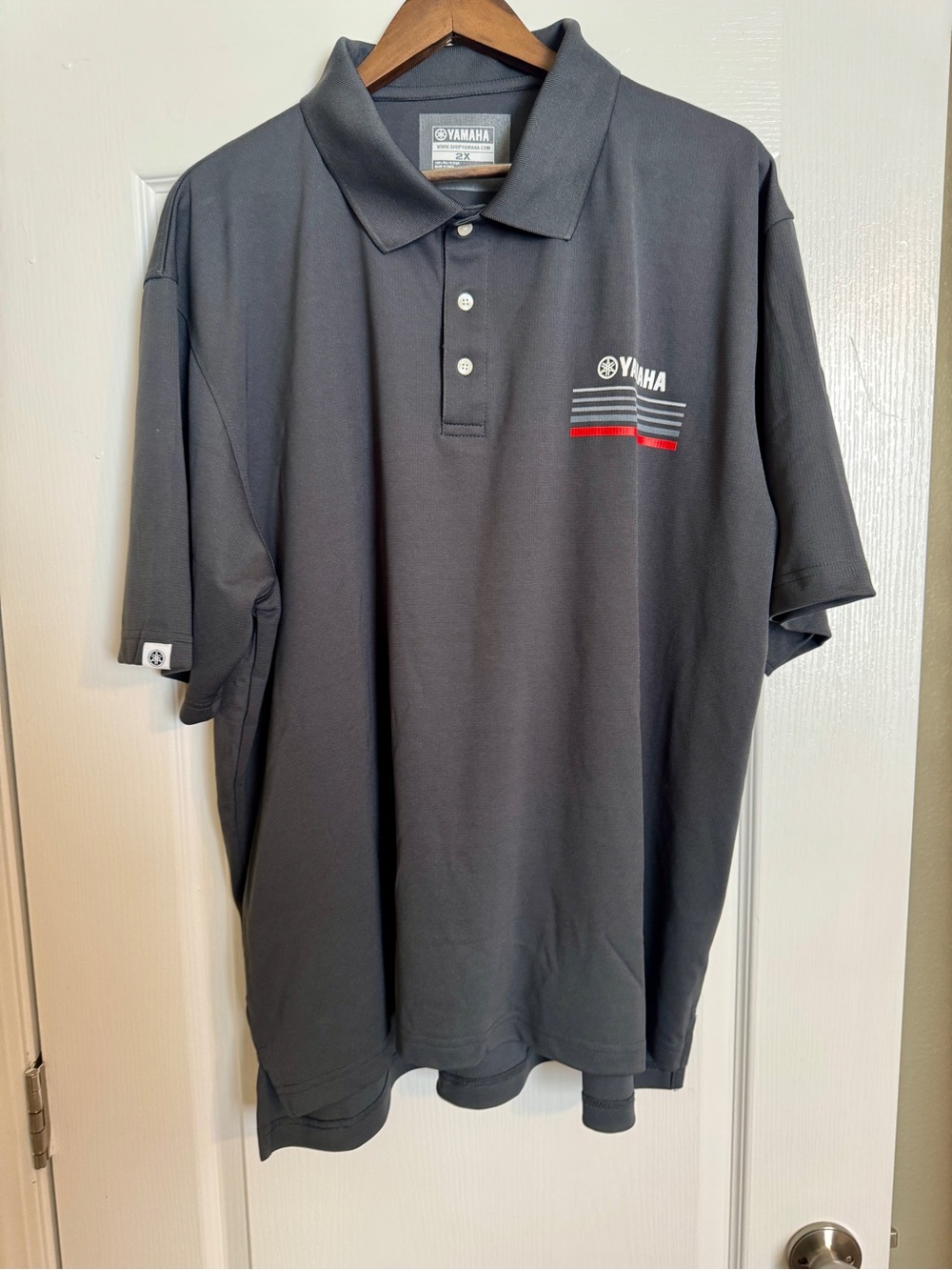Yamaha Men's Dark Gray Polo with Stripe Logo